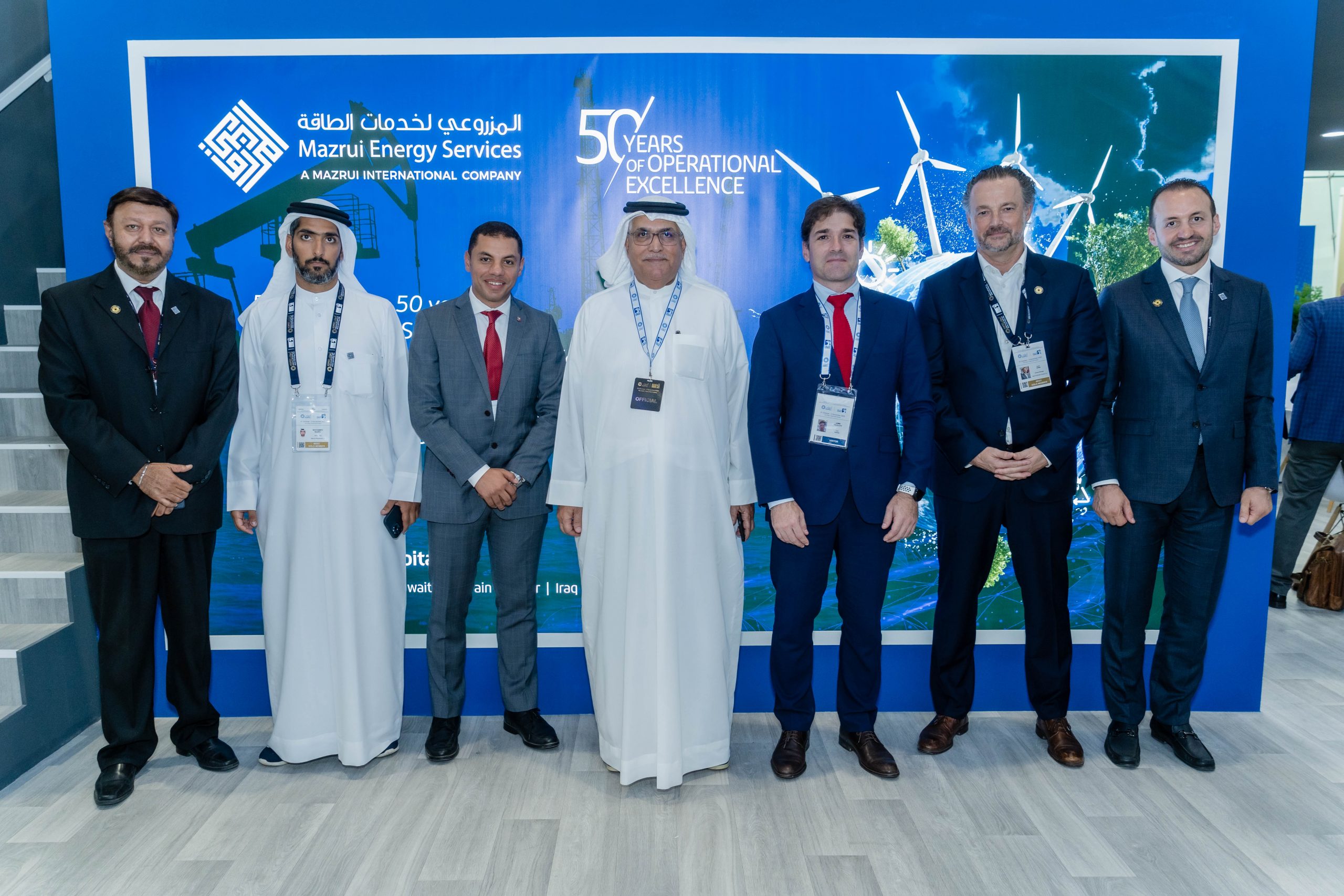 H.E. Abdulla Mohamed Al Mazrui, Chairman of Mazrui International (Middle) with the Management Team of Sigma Enterprises Company, Voovio Technologies and Mazrui International